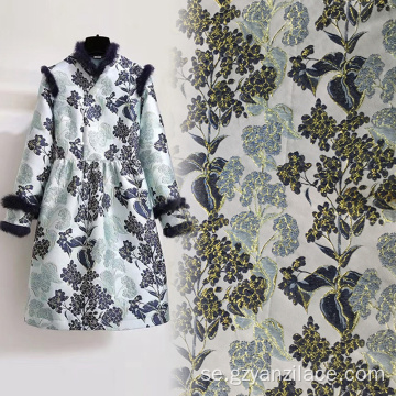 Brun blomma Jacquard texturerat tyg